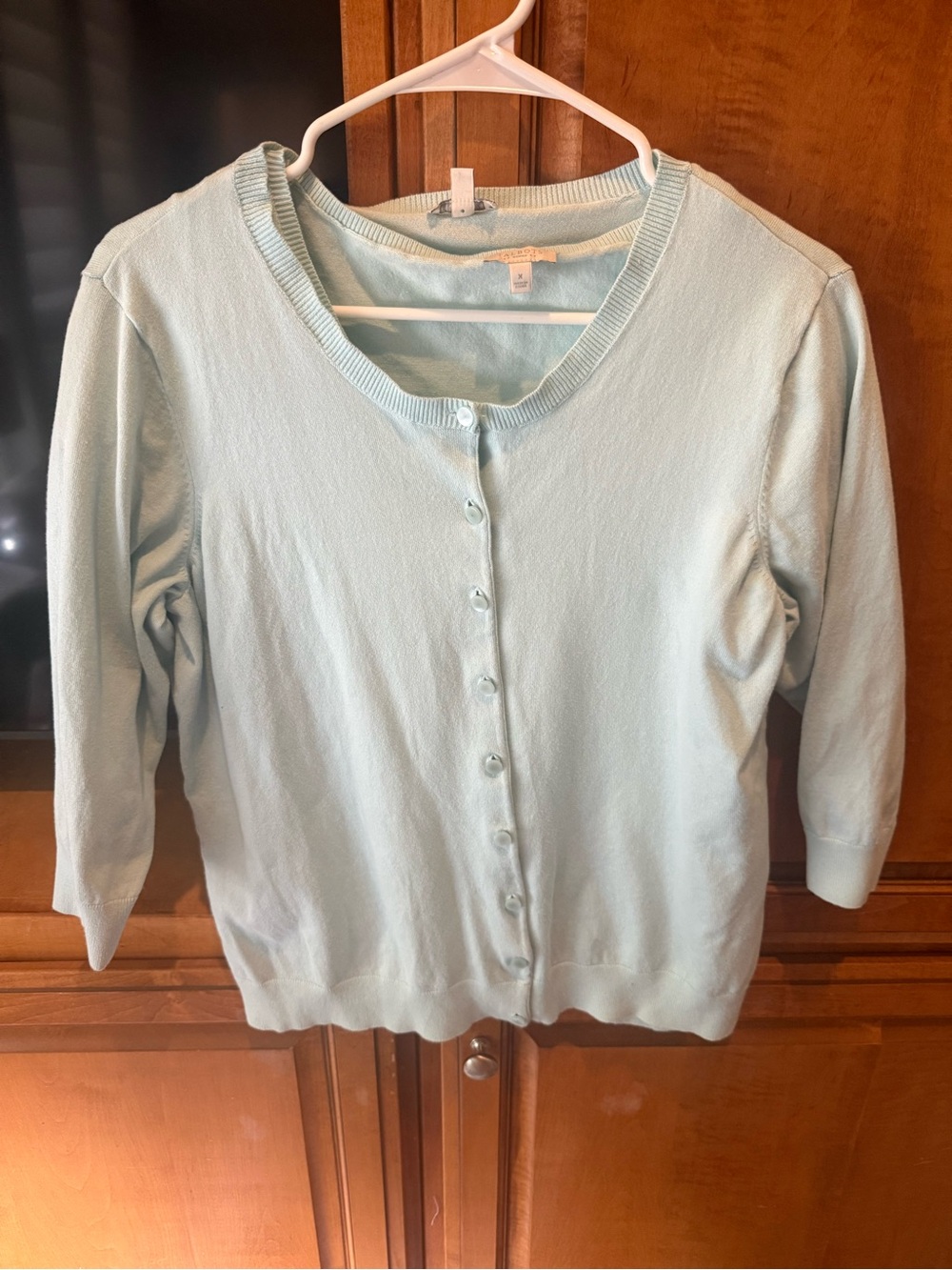 Light Ice Blue Women's Button-Front Sweater Cardigan set